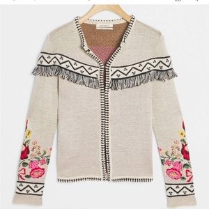 Aldomartins for Anthropologie fringed shoulder cardigan EUC